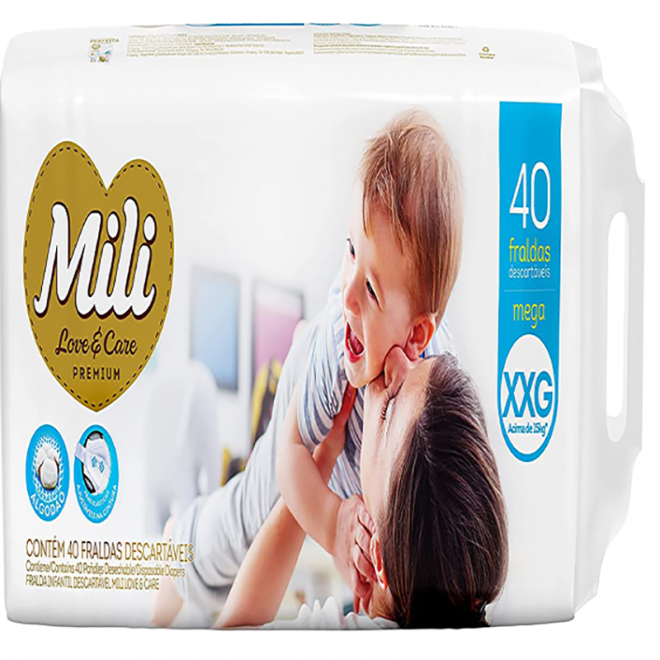 FRALDA MILI LOVE E CARE MEGA XXG 40UN