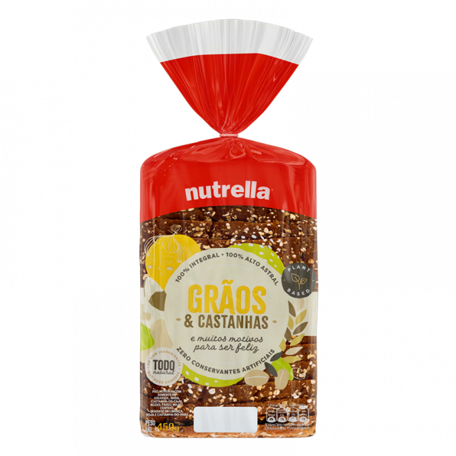 PAO NUTRELLA 450G 14 GRAOS E CASTANHA