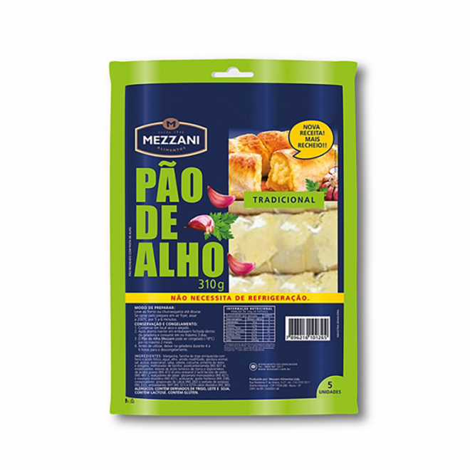 PAO DE ALHO MEZZANI S/REFRIGERACAO 310G TRADICIONAL