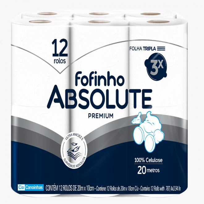 PAPEL HIG FOFINHO ABSOLUTE PREMIUM C/12UN