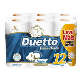 PAPEL HIG DUETTO FD 30M C/12UN NEUTRO