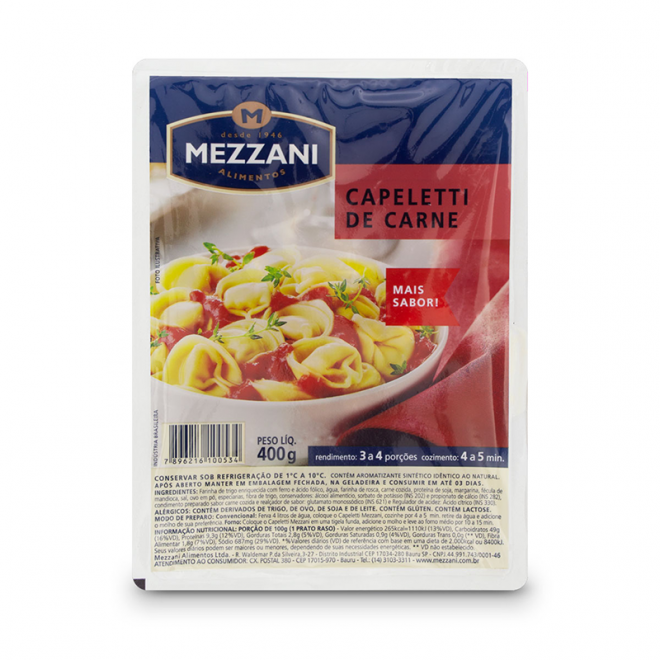 MASSA MEZZANI CAPELETTI 400G CARNE