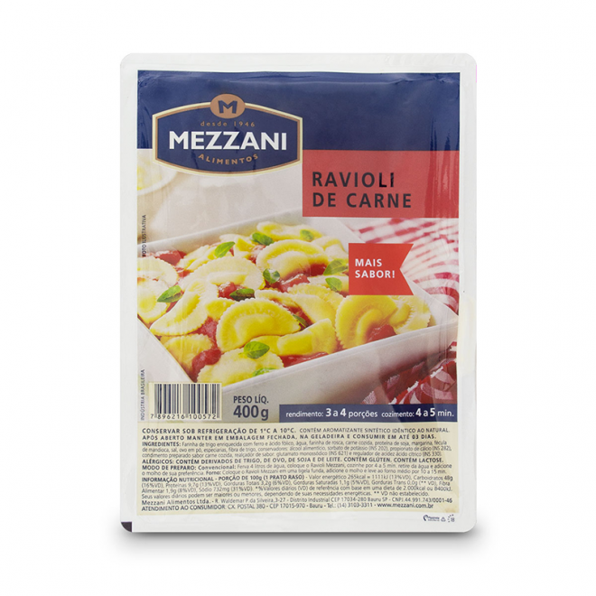 MASSA MEZZANI RAVIOLI 400G CARNE