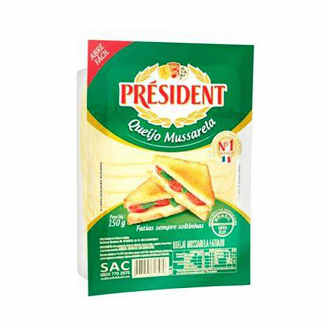 MUSSARELA PRESIDENT FATIADA 150G