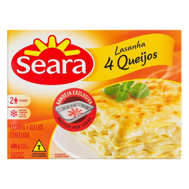 SEARA - LASANHA 600G 4 QUEIJOS