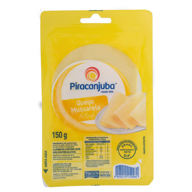 MUSSARELA PIRACANJUBA FATIADO 150G