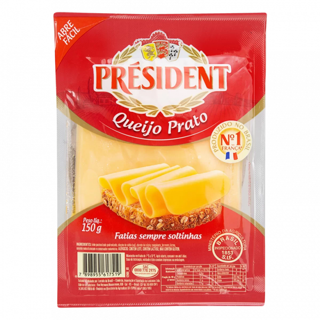 QUEIJO PRATO PRESIDENT FATIADO 150G