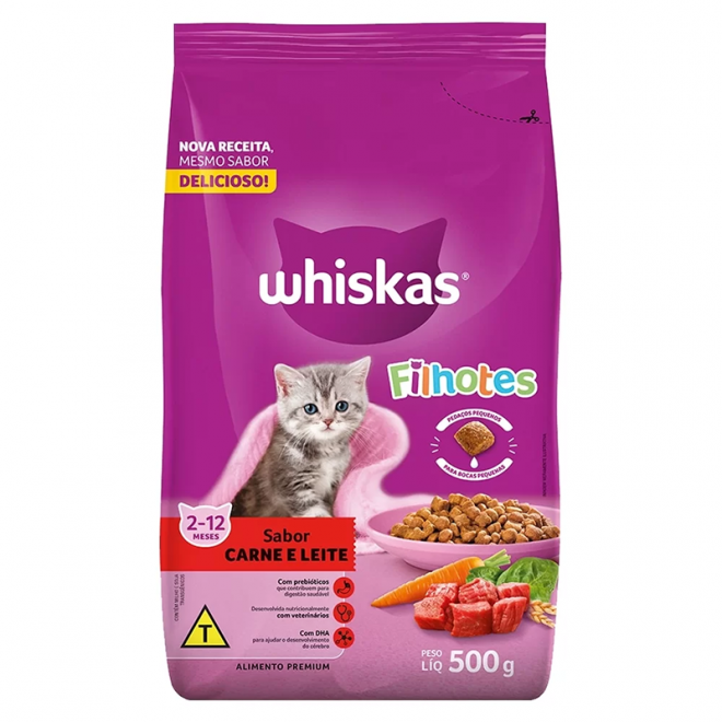 RACAO WHISKAS 500G FILHOTES CARNE