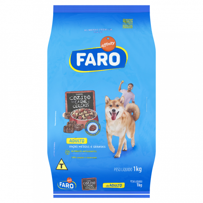 RACAO FARO 1KG ADULTO CARNE