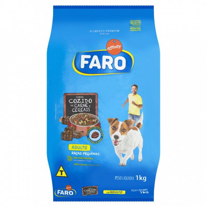 RACAO FARO 1KG ADULTO RACAS PEQ CARNE CEREAIS
