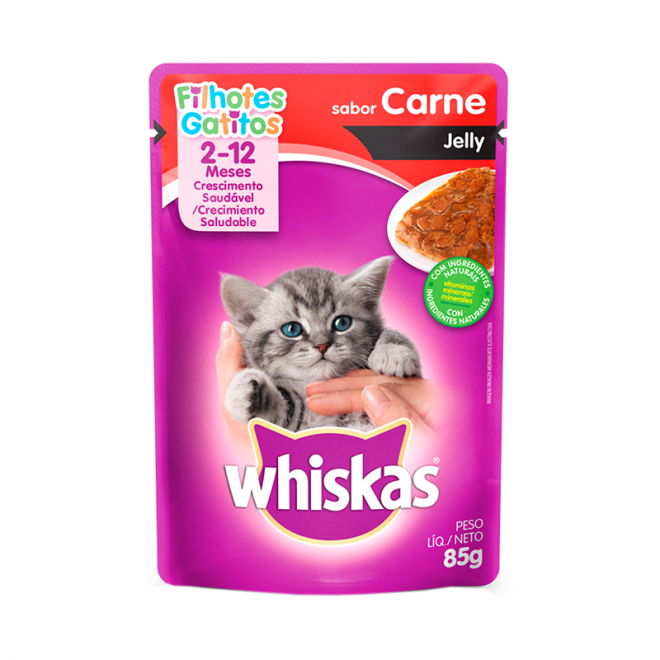 RACAO WHISKAS SACHE 85G JELLY FIL CARNE