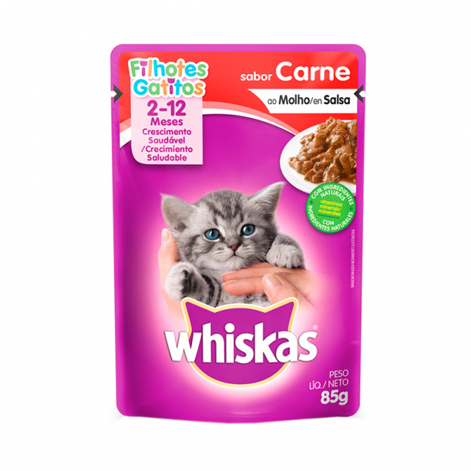 RACAO WHISKAS SACHE 85G FILHOTES CARNE