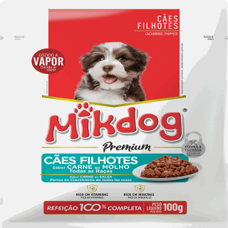 RACAO MIKDOG SACHE 100G FILHOTE CARNE