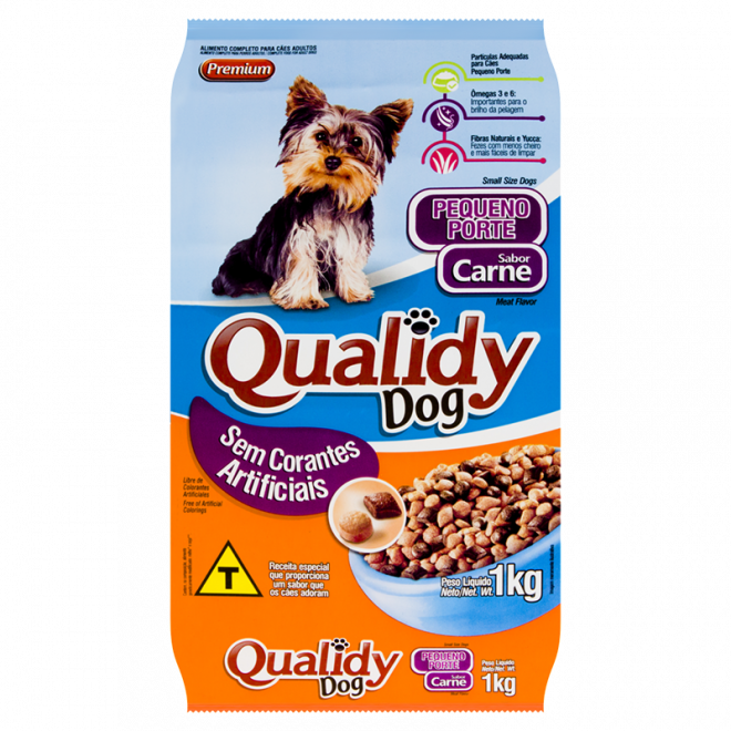 RACAO QUALIDY ADULTO 1KG PP CARNE CEREAIS