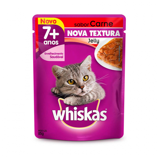 RACAO WHISKAS SACHE 85G JELLY 7+ CARNE