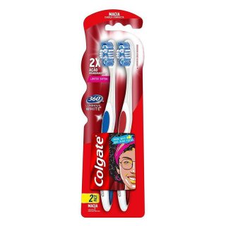 ESCOVA DENTAL COLGATE 360º 2X1 LUNINOS WHITE