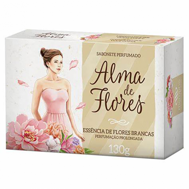 SABONETE ALMA FLORES 130G FLORES BRANCAS