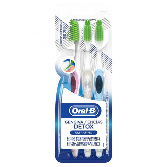 ESCOVA DENTAL ORAL-B GENGIVA DETOX C/3UN SENSITIVE