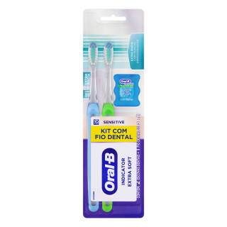 ESCOVA DENTAL ORAL-B EXTRA SOFT 2UN + FIO DENTAL SENSITIVE