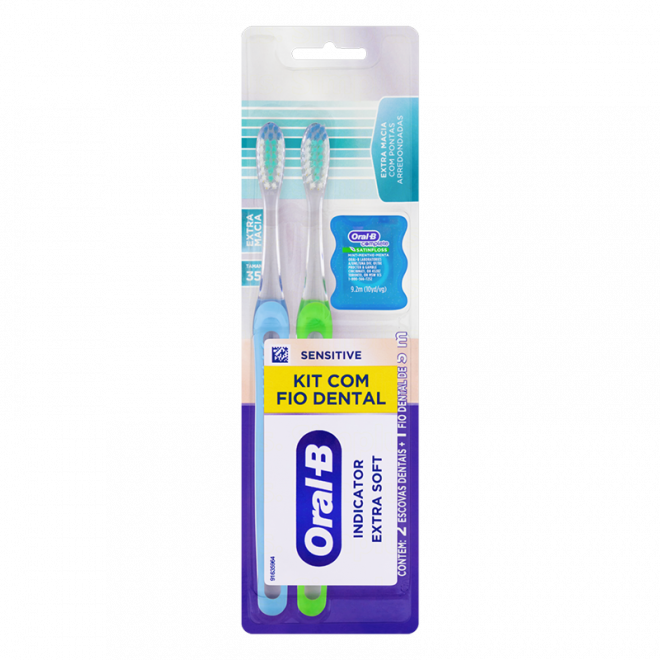 ESCOVA DENTAL ORAL-B EXTRA SOFT 2UN + FIO DENTAL SENSITIVE