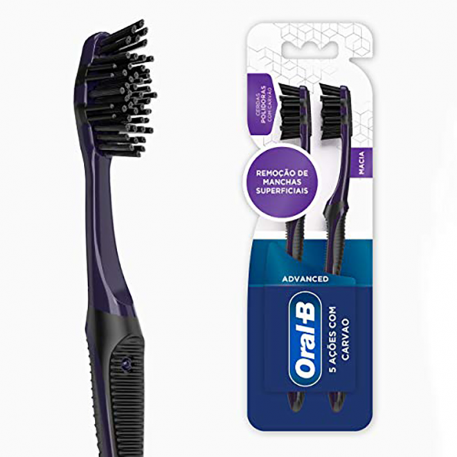 ESCOVA DENTAL ORAL-B 5 ACOES CARVAO C/2UN