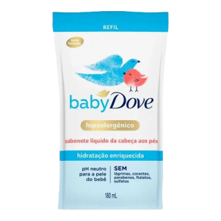 SABONETE LIQ DOVE BABY REFIL 180ML HID ENRIQUECIDA