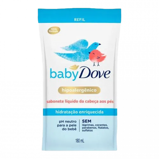 SABONETE LIQ DOVE BABY REFIL 180ML HID ENRIQUECIDA