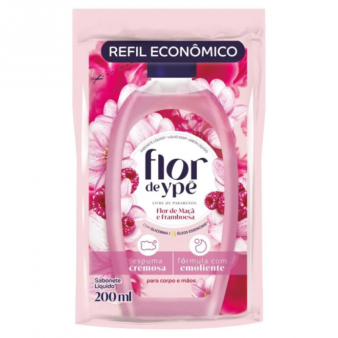 SABONETE LIQ FLOR DE YPE REFIL 200ML FLOR MACA/FRAMBOESA