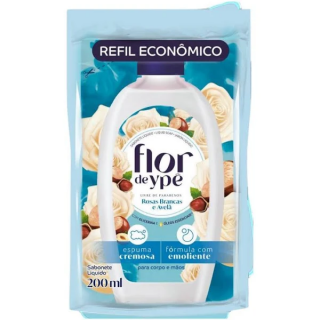 SABONETE LIQ FLOR DE YPE REFIL 200ML ROSAS BRANCAS/AVELA