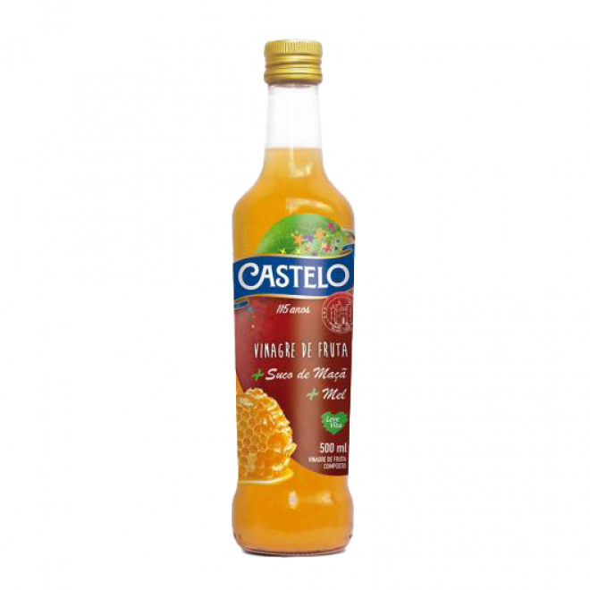 VINAGRE CASTELO FRUTA VD 500ML MACA E MEL